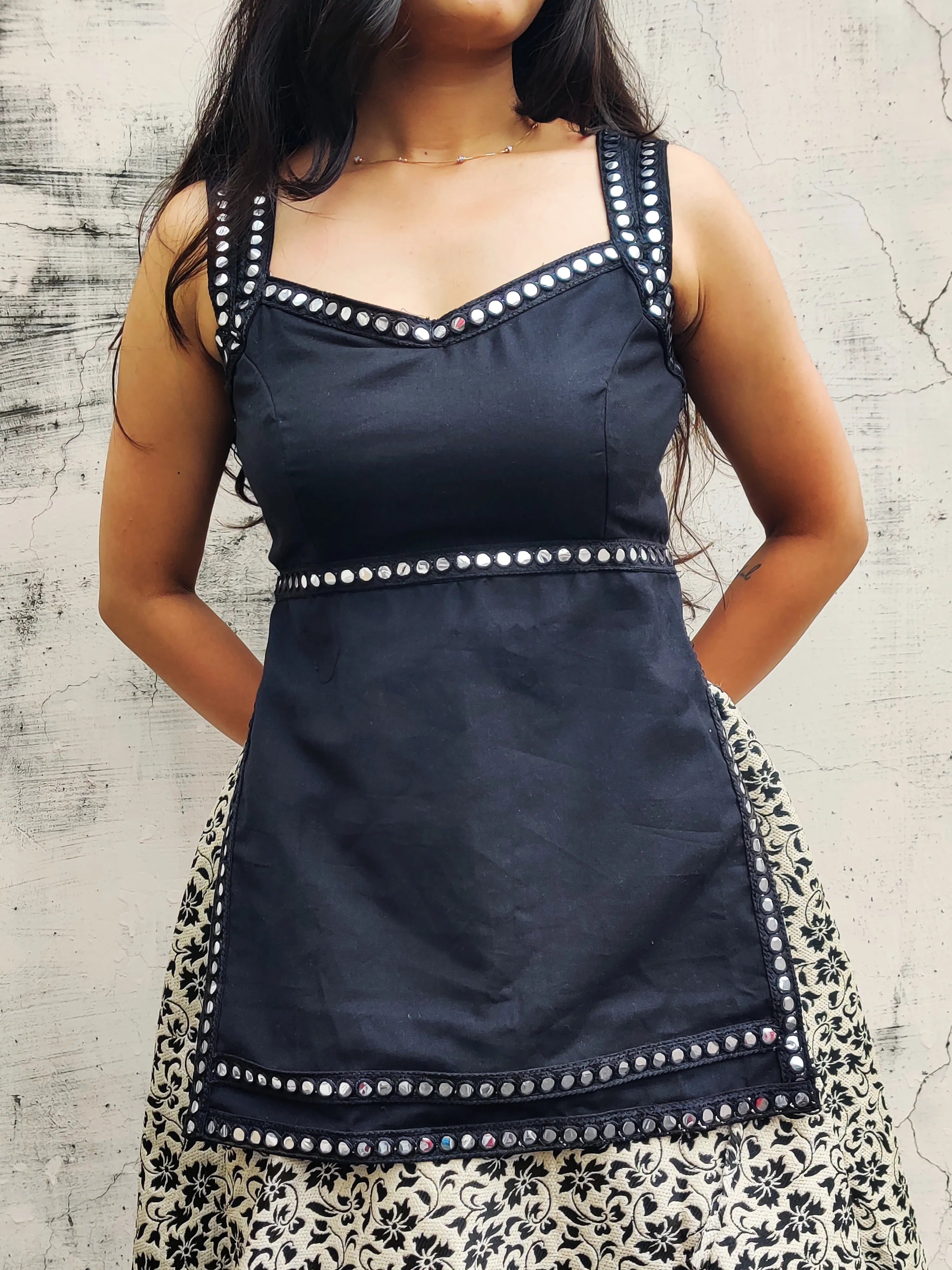 Navratri Blouse Style Kurti in Black
