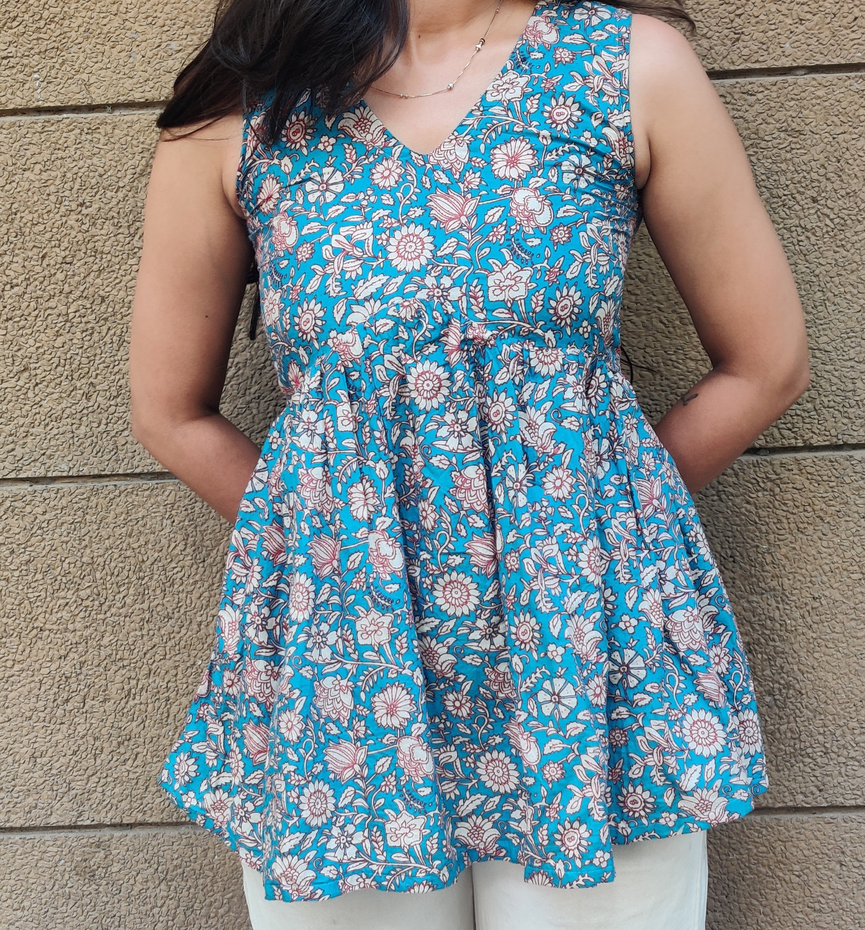 Floral Peplum V-Neck Top