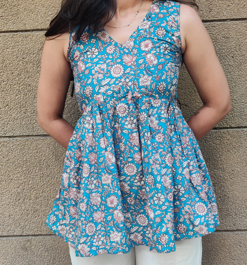 Floral Peplum V-Neck Top
