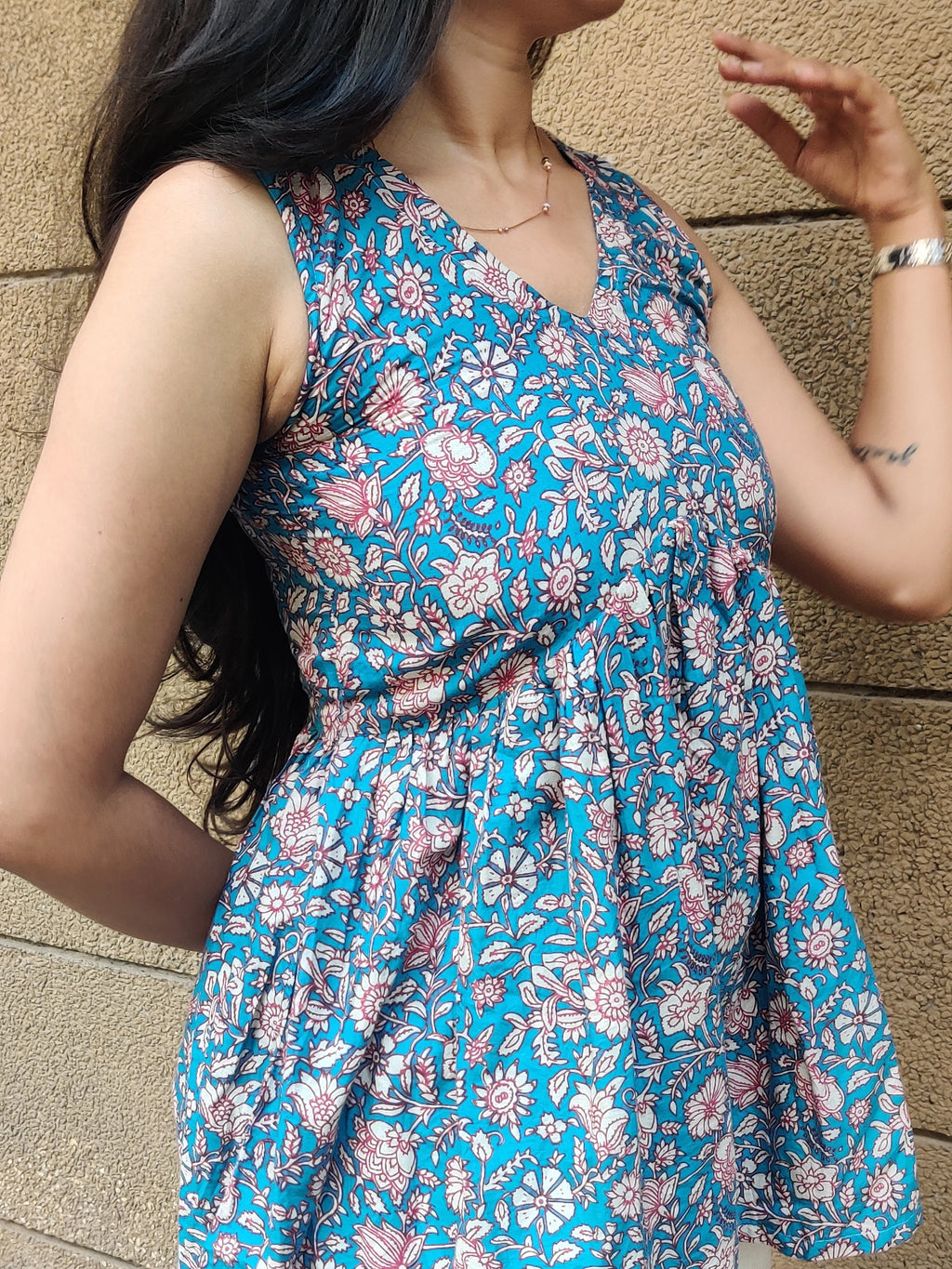 Floral Peplum V-Neck Top