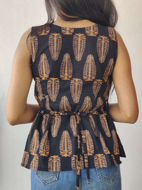 Black Saanjh Waistcoat Top
