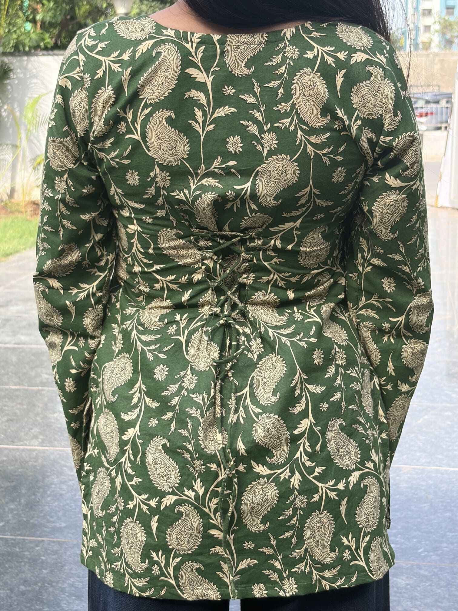 Sunheri Bell Sleeve Corset Back Kurti