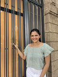 Gingham Print Khadi Top