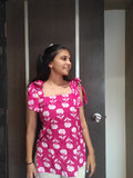 Pink Bow Short Kurti | Cotton Kurti