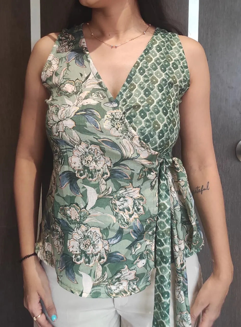 Wrap Top – Tie-Up Sleeveless Top