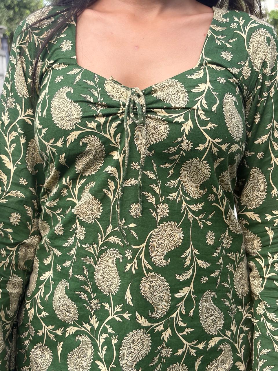 Sunheri Bell Sleeve Corset Back Kurti