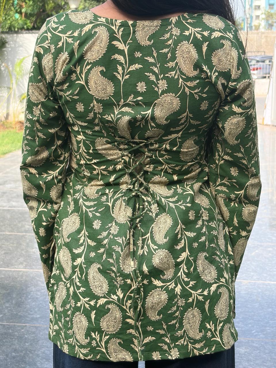 Sunheri Bell Sleeve Corset Back Kurti