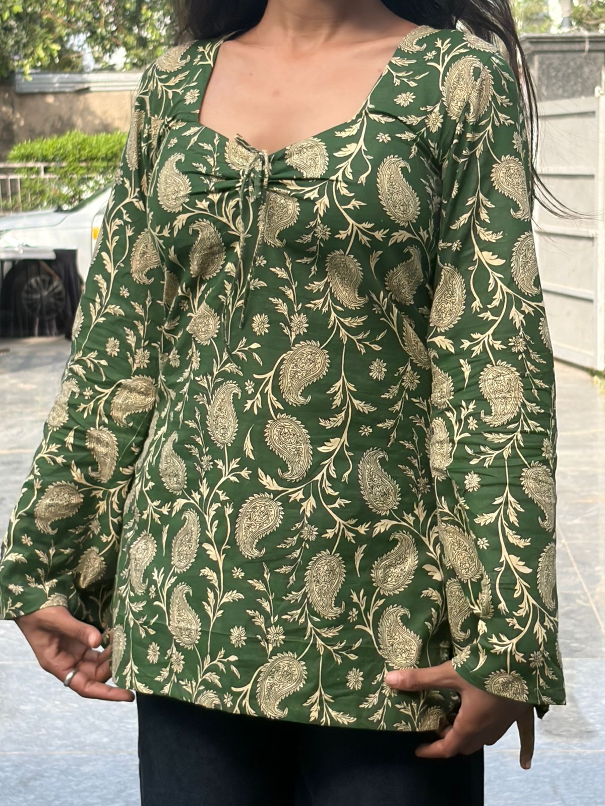 Sunheri Bell Sleeve Corset Back Kurti